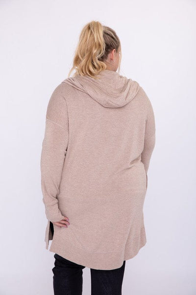 Curve Longline Hooded Cardigan with Pockets