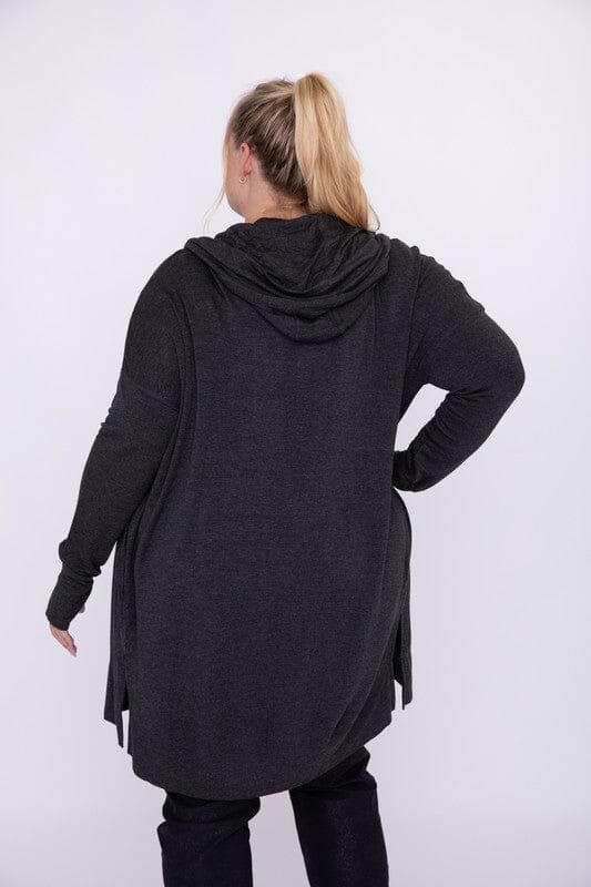 Curve Longline Hooded Cardigan with Pockets