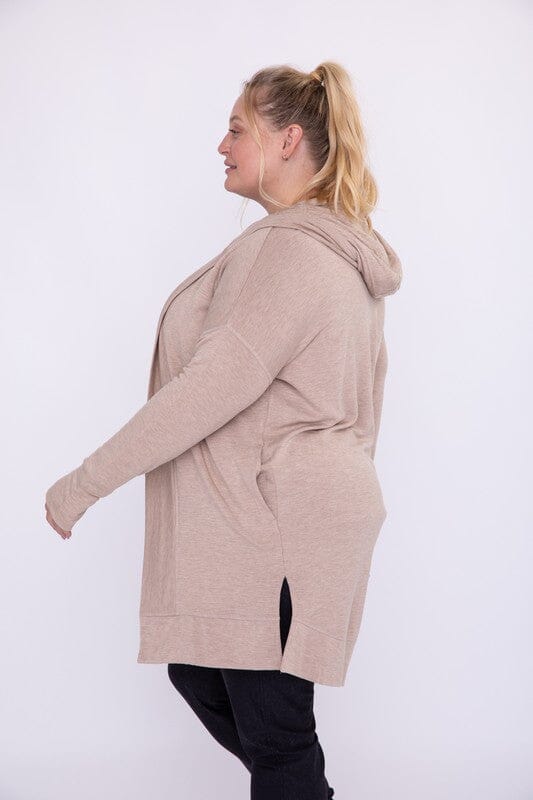 Curve Longline Hooded Cardigan with Pockets