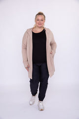 Curve Longline Hooded Cardigan with Pockets