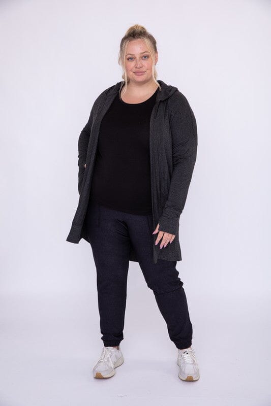 Curve Longline Hooded Cardigan with Pockets