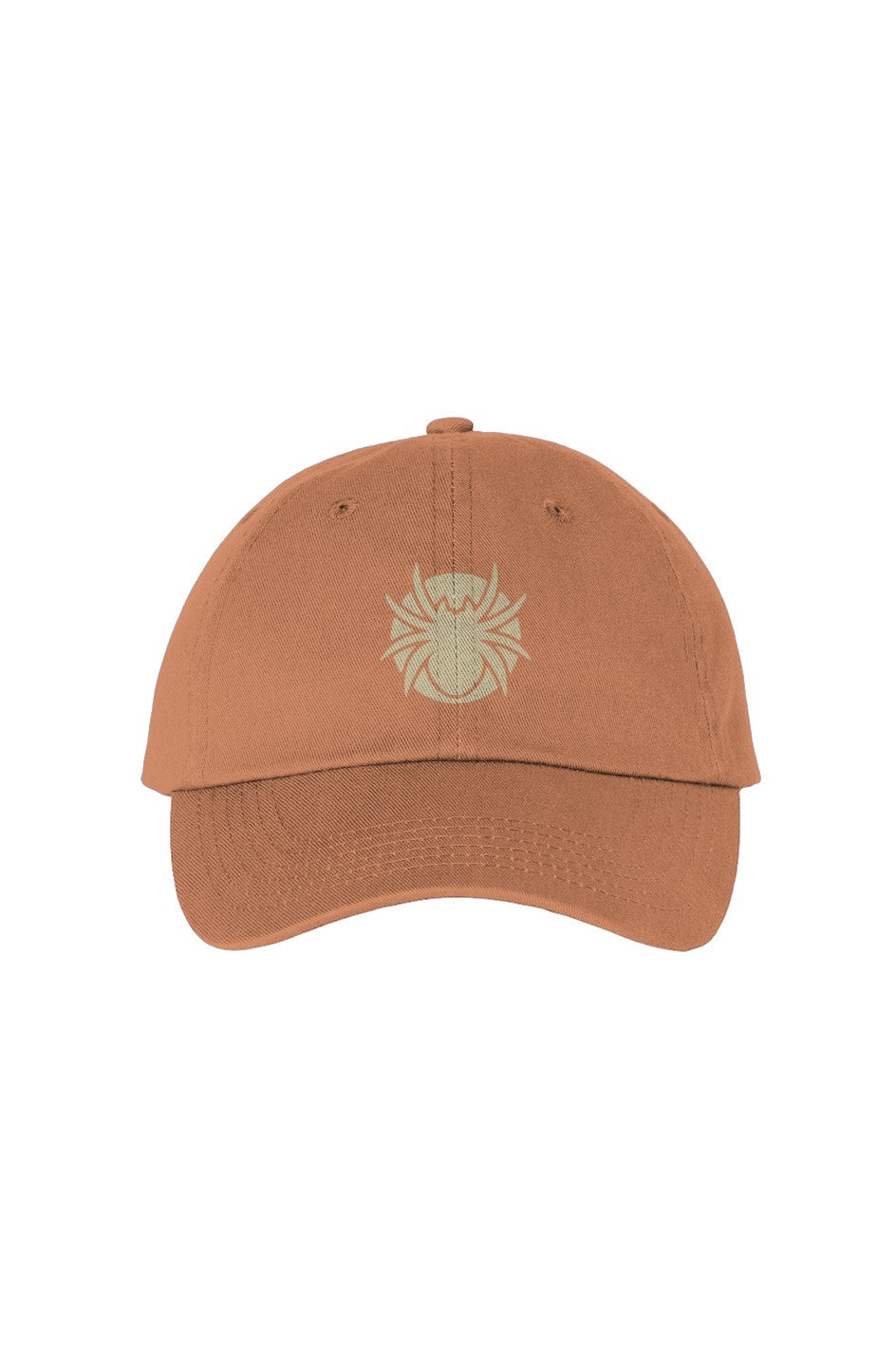 Texas Orange ANANCI dad hat with the Ananci spider embroidered in light gold