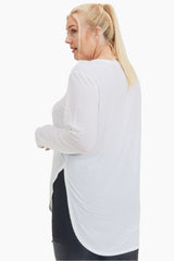 Ribbed Mesh Long Sleeve Flow Top with Side Slits