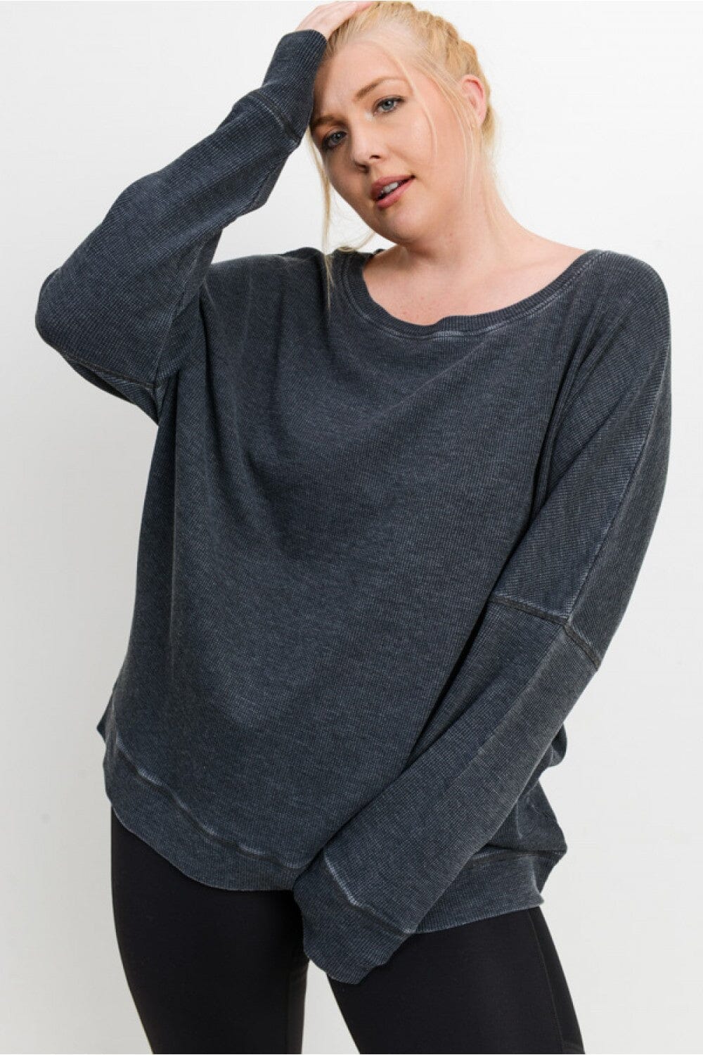 Curvy Ribbed Roundneck Pullover