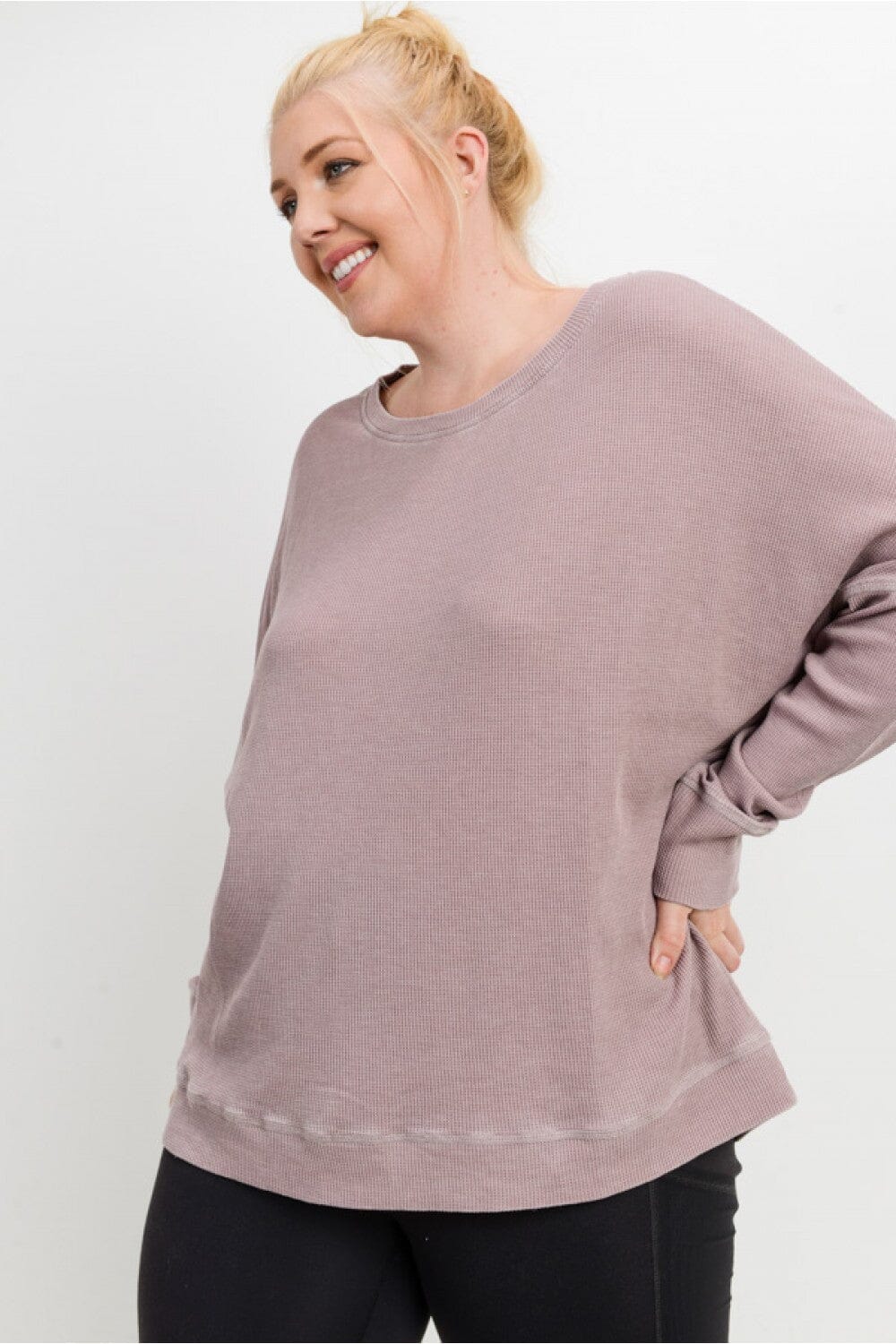 Curvy Ribbed Roundneck Pullover