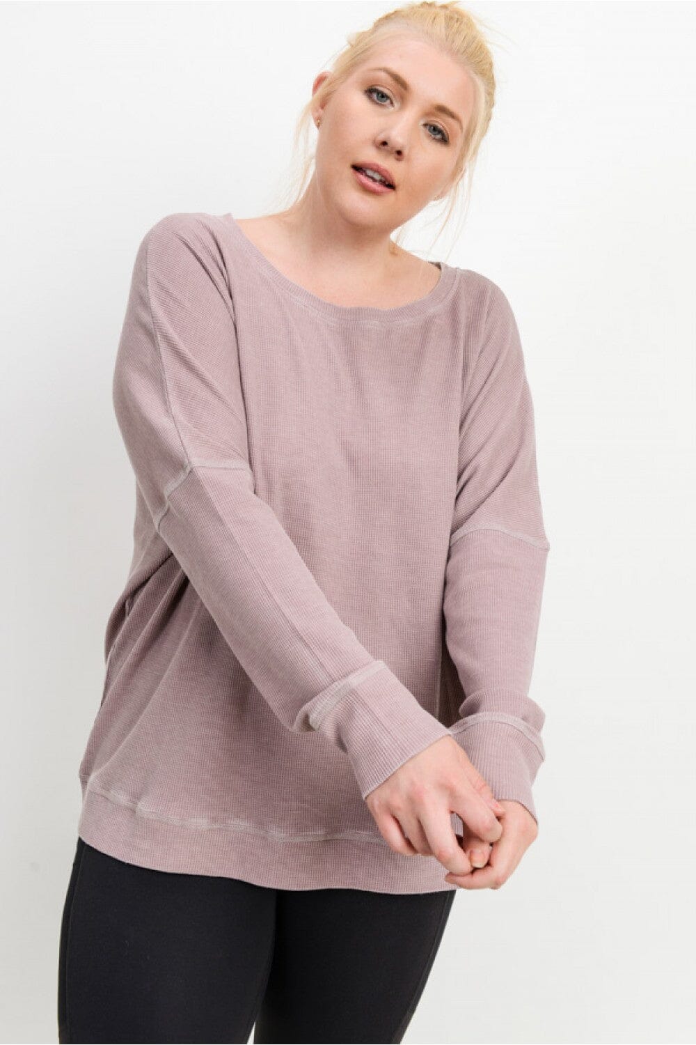 Curvy Ribbed Roundneck Pullover