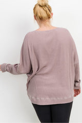 Curvy Ribbed Roundneck Pullover