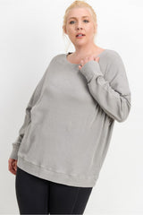 Curvy Ribbed Roundneck Pullover