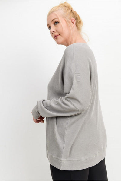 Curvy Ribbed Roundneck Pullover