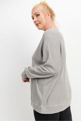 Curvy Ribbed Roundneck Pullover