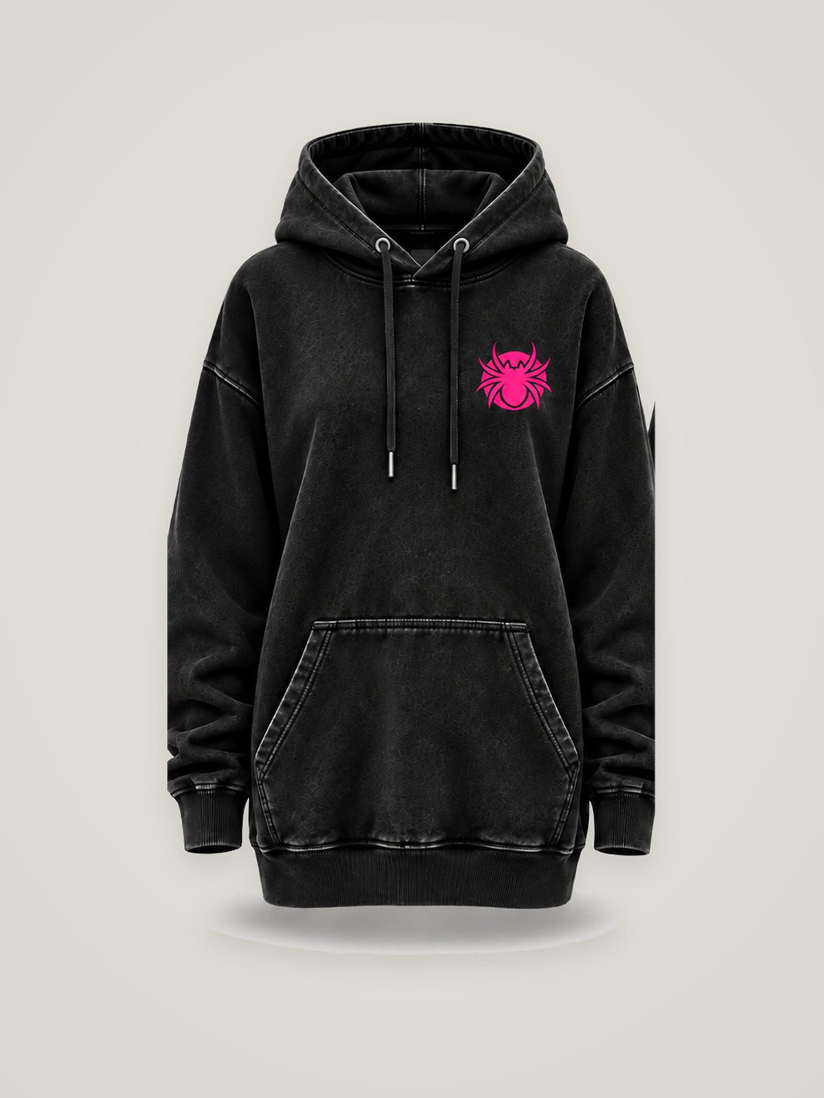 Her Element Bad Habits oversized hoodie in faded black, front