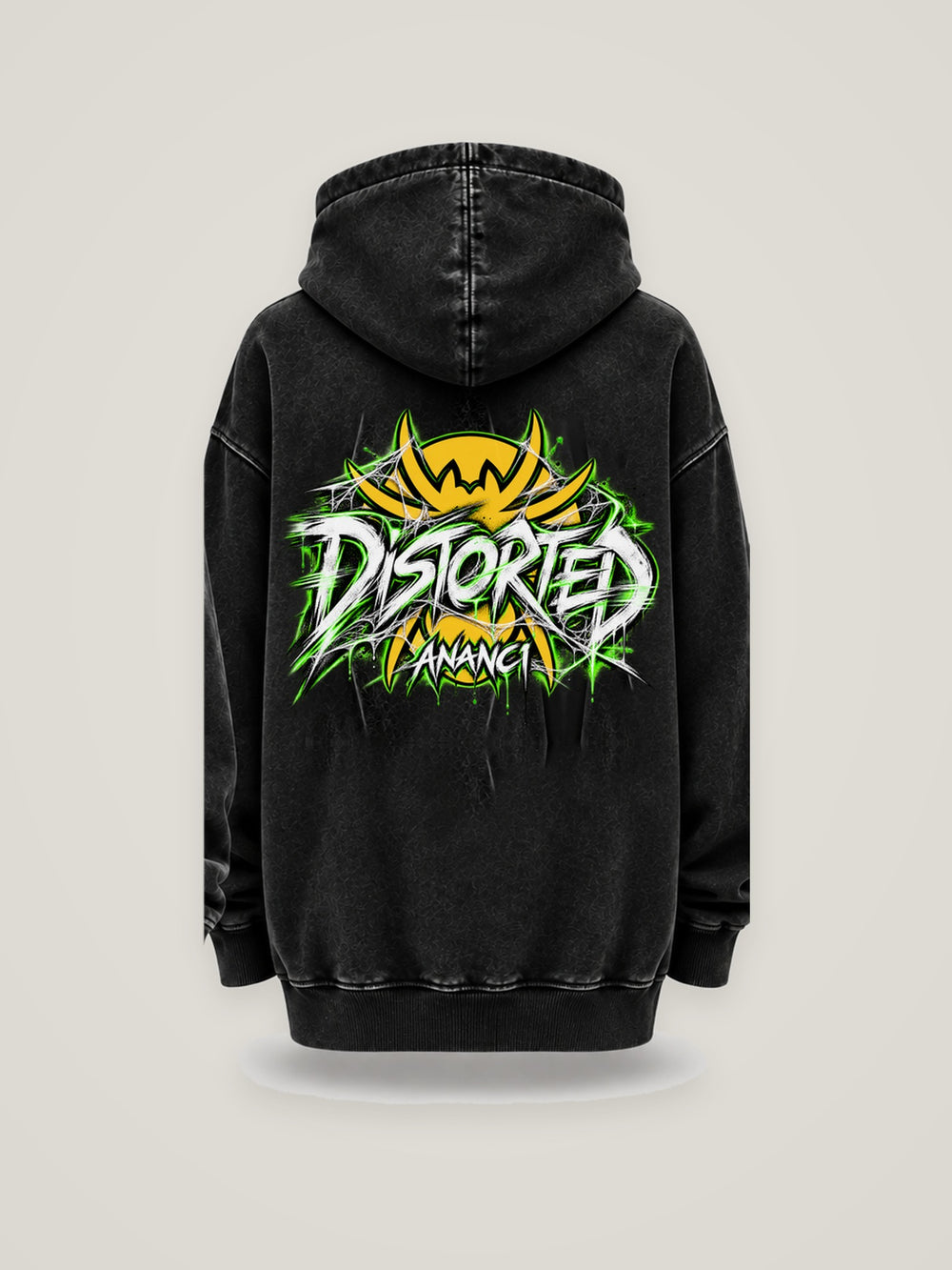 Her Element Distorted oversized hoodie in faded black, back