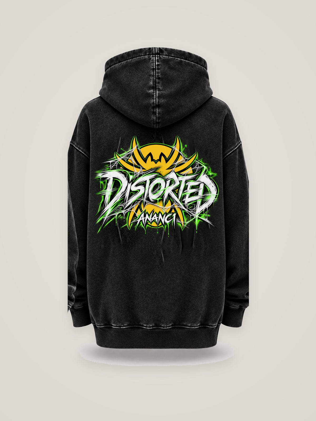 Her Element Distorted oversized hoodie in faded black, back