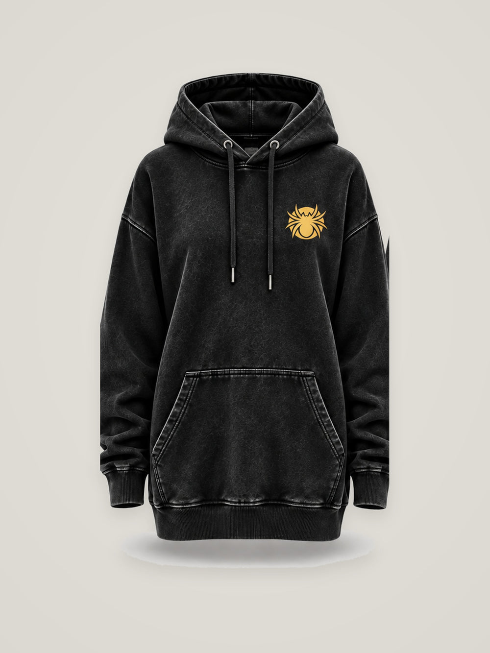 Her Element Distorted oversized hoodie in faded black, front