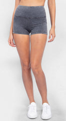 Acid wash high waist shorts