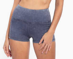 Grey Acid Wash High waist shorts