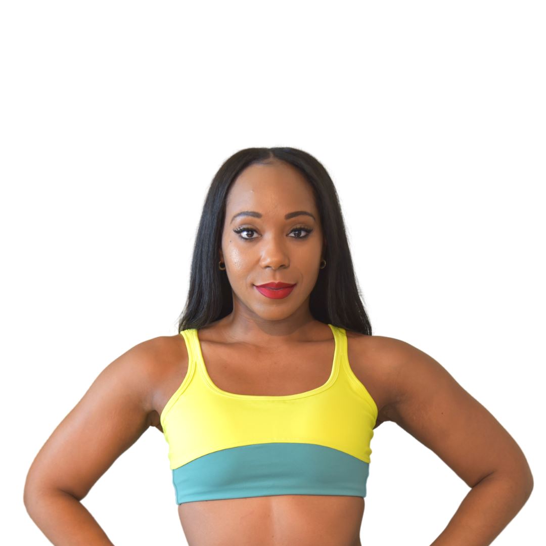 Open Back Color Block Sports Bra