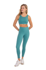 Green Lycra-Blend Essential Sweetheart Back Highwaist Leggings