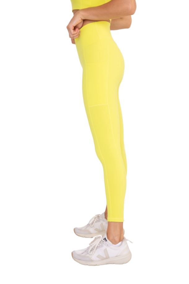 Mid Waist Ladies Lemon Yellow Cotton Lycra Legging, Casual Wear