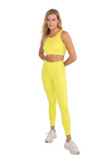 Yellow Lycra-Blend Essential Sweetheart Back Highwaist Leggings