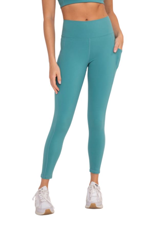 Green Lycra-Blend Essential Sweetheart Back Highwaist Leggings