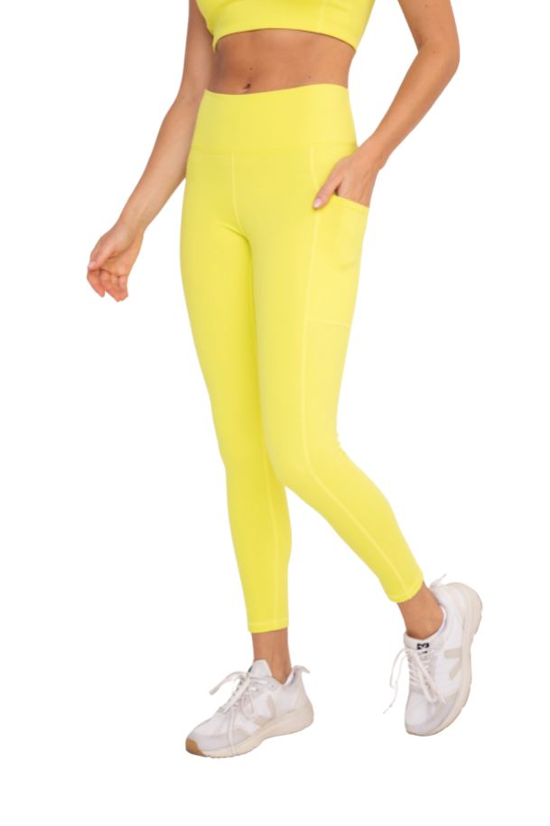 Yellow Lycra-Blend Essential Sweetheart Back Highwaist Leggings