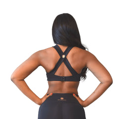 Split Front Overlay Back Adjustable Sports Bra