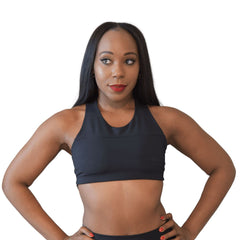 Split Front Overlay Back Adjustable Sports Bra