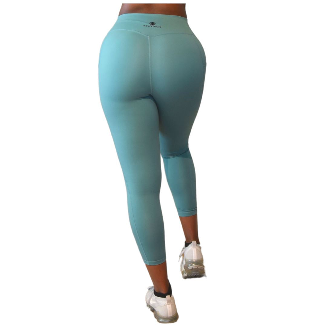 Green Lycra-Blend Essential Sweetheart Back Highwaist Leggings