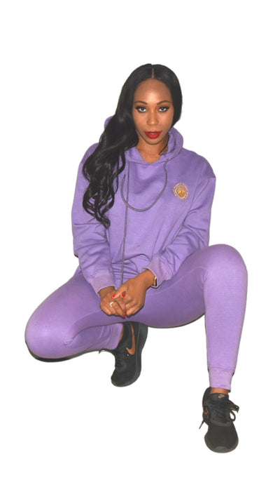 Reverse zipper embroidered logo tracksuit