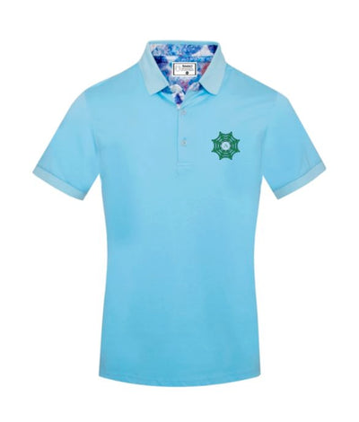 Sky Blue Solid Color Cotton Short  Sleeve Polo Shirt