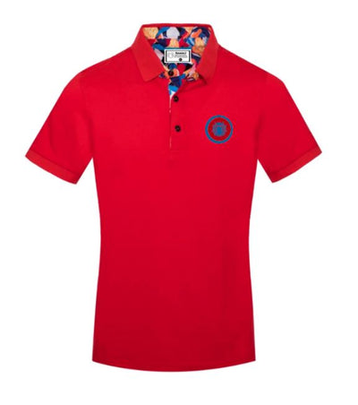 Red Solid Color Cotton Short  Sleeve Polo Shirt