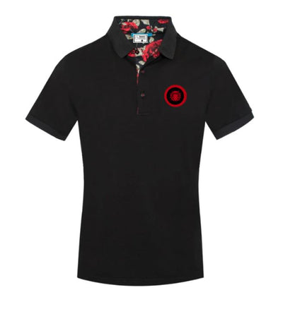 Black Solid Color Cotton Short  Sleeve Polo Shirt