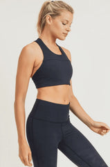 Split Front Overlay Back Adjustable Sports Bra