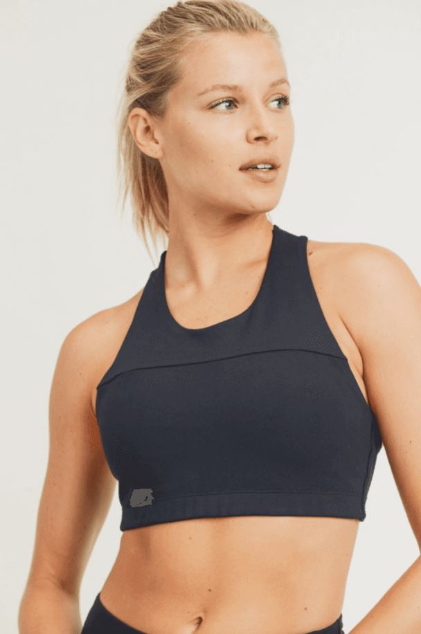 Split Front Overlay Back Adjustable Sports Bra