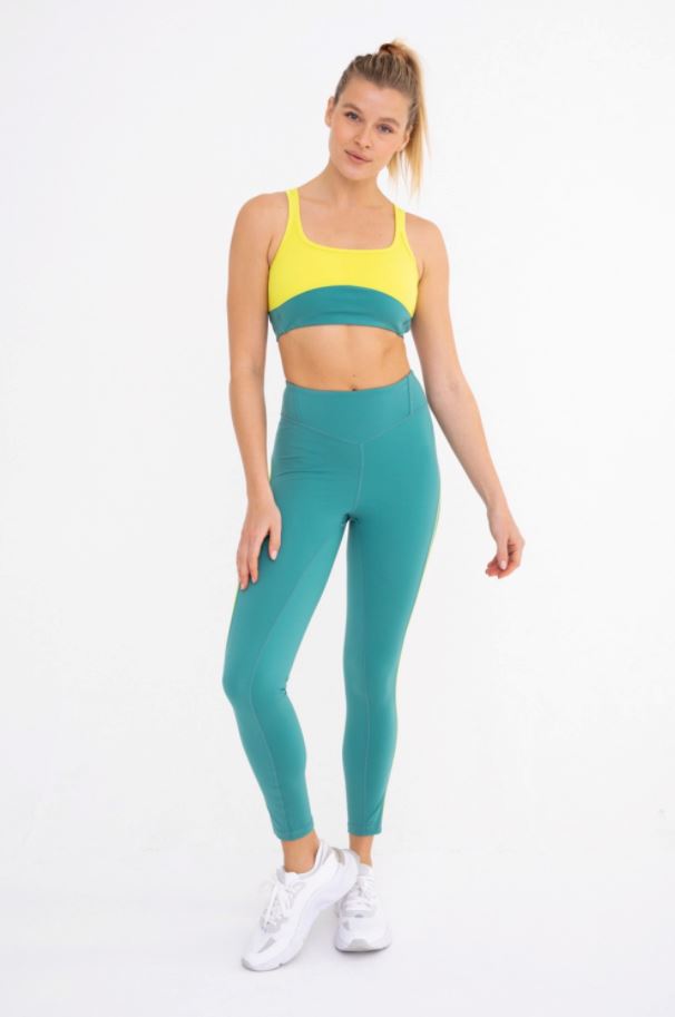 Lycra-Blend Color Contrast High Waisted Leggings